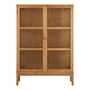 Zamora,Vitrineskab, 2 glaslåger, 2 hylder, eg/egefiner/hærdet glas, 40x90x126 cm - Bolig og Haven