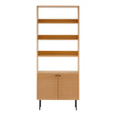 House Nordic - Kyoto Reol, 2 låger, 4 hylder, egefiner, natur, sorte metalben, 80x30x200cm