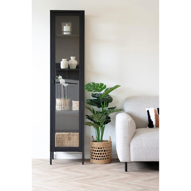 House Nordic - Brisbane, Smalt Vitrineskab, sort, 180x40x35cm - Bolig og Haven