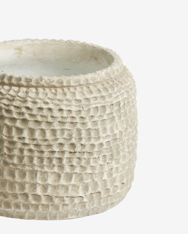 Nordal - AOBA krukke, L, cement – hvid – Ø21 × H18 cm