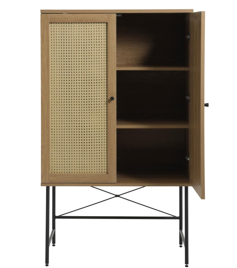 Pensacola Skab, Melamin Egetræs-Look, 80x40x135 cm, 2 Døre