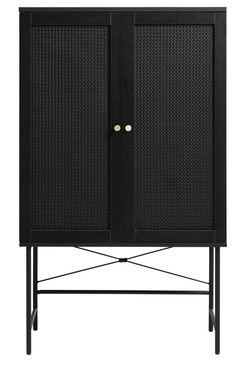 Pensacola Skab, Sort Melamin, B80xD40xH135 cm, 2 låger