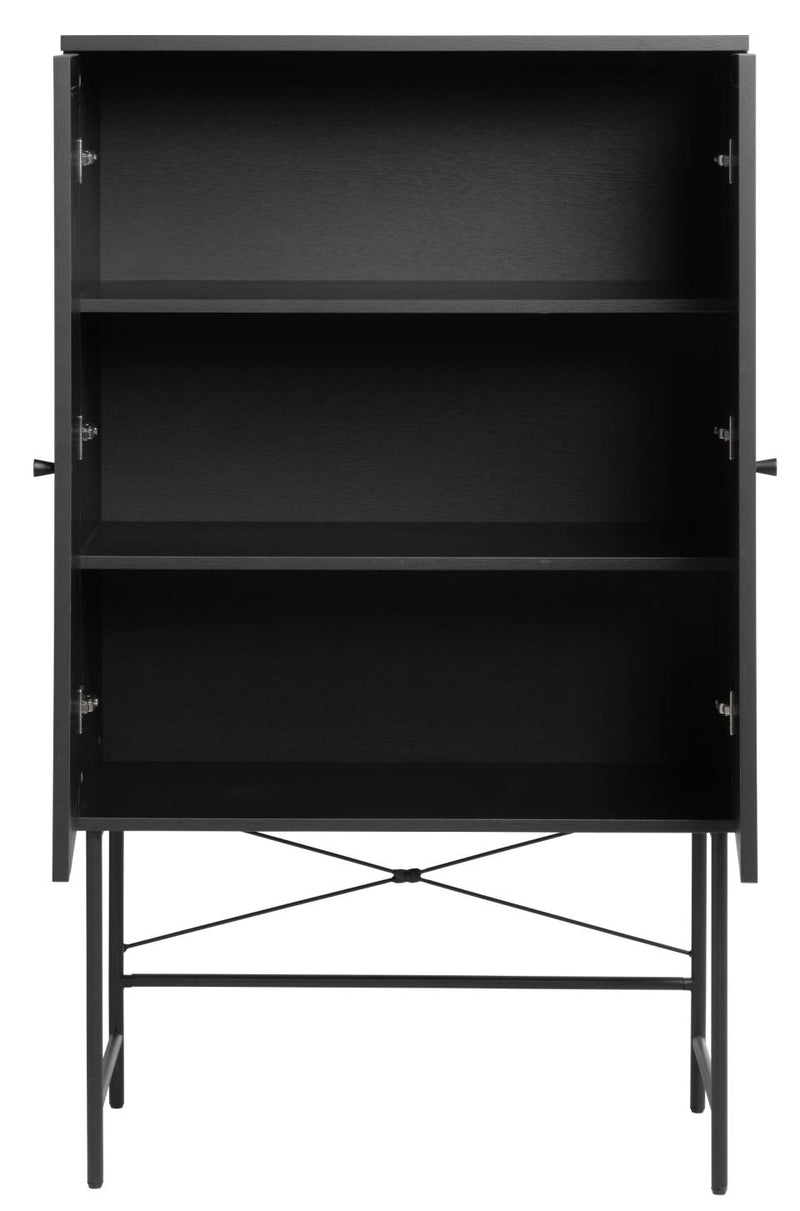 Pensacola Skab, Sort Melamin, B80xD40xH135 cm, 2 låger