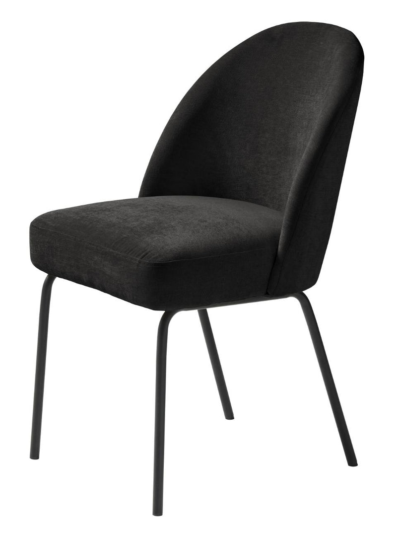 Creston Spisebordsstol, Sort Chenille, 48,5x57x83,5 cm, Sæt af 2