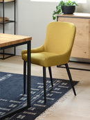Ontario Spisebordsstol, Sennepsgul Bouclé, 52x60x82 cm, Sæt af 2