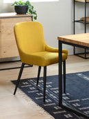 Ontario Spisebordsstol, Sennepsgul Bouclé, 52x60x82 cm, Sæt af 2