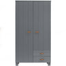 DENNIS WARDROBE WITH DRAWERS STEEL GREY LEATHER GRIP [fsc]