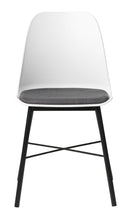 Whistler Spisebordsstol, Hvid med Grå Polstring - Sæt af 2