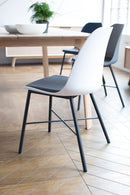 Whistler Spisebordsstol, Hvid med Grå Polstring - Sæt af 2