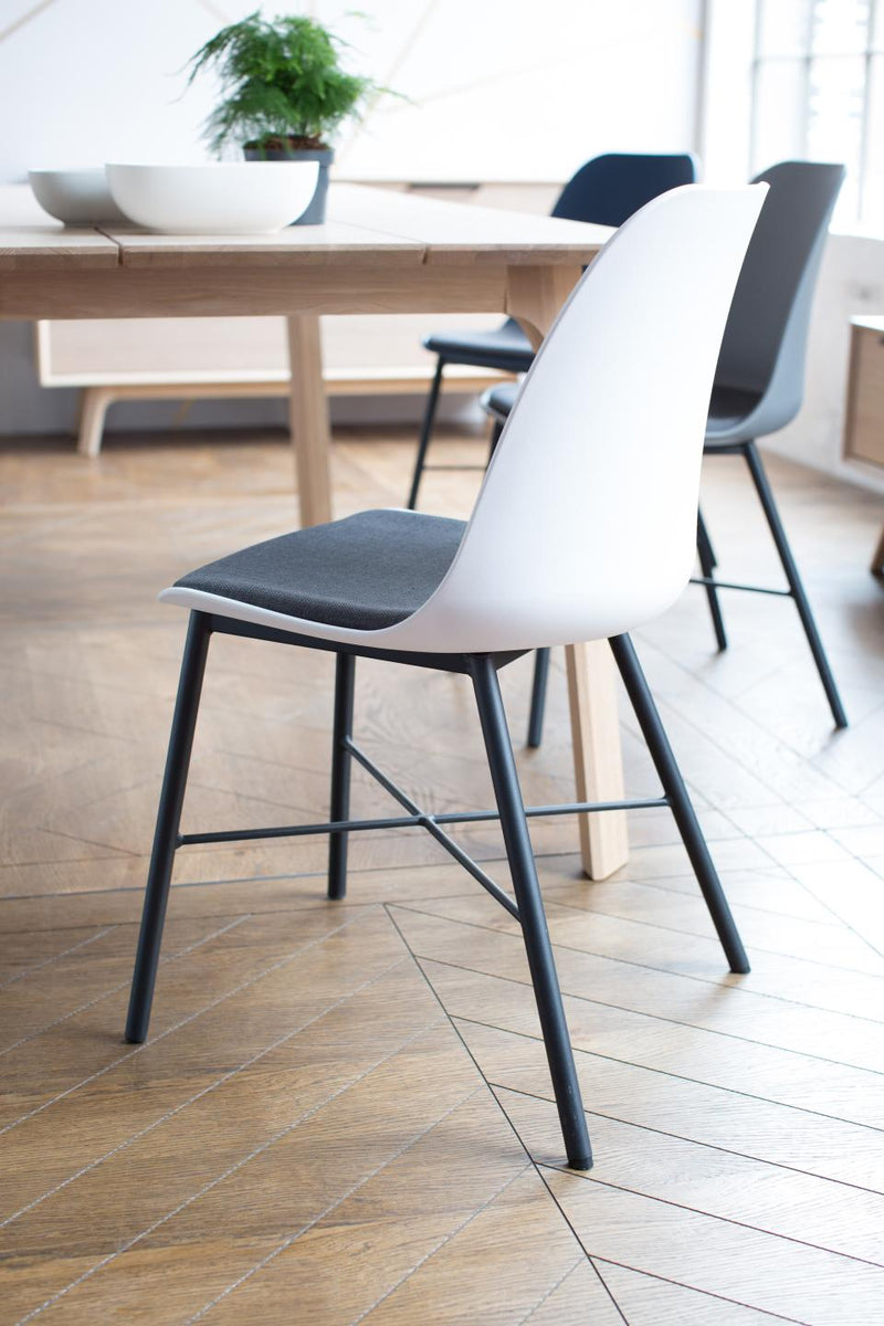 Whistler Spisebordsstol, Hvid med Grå Polstring - Sæt af 2