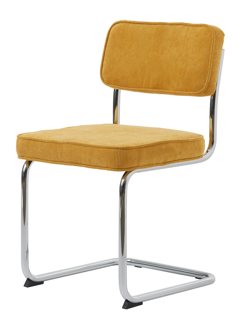 Rupert Spisebordsstol, Gul Fløjl, 50x53x84 cm - Sæt af 4