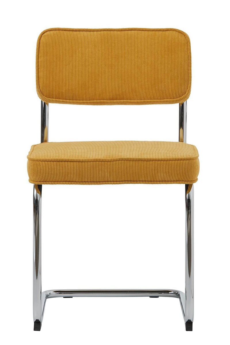 Rupert Spisebordsstol, Gul Fløjl, 50x53x84 cm - Sæt af 4