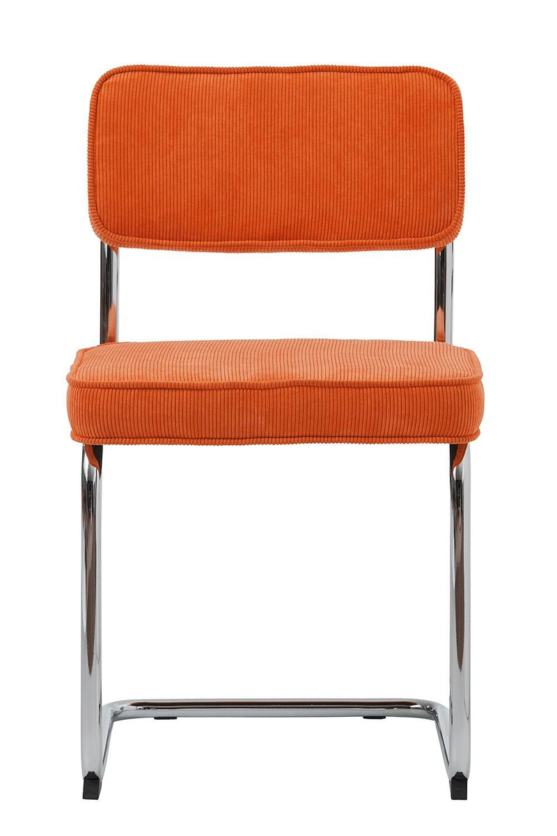 Rupert Spisebordsstol, Orange Fløjl, 50x53x84 cm - Sæt af 4