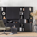 FINCA STORAGE CABINET ROUND RIGHT 78CM PINE DEEP BLACK [fsc]