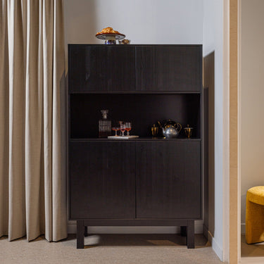FINCA BUFFET / BAR CABINET PINE DEEP BLACK [fsc]