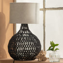 MACY TABLE LAMP BASE RATTAN LOOK BLACK