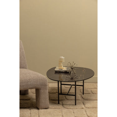VAJEN COFFEE TABLE WITH MARBLE LOOK TABLETOP BLACK 80x60C