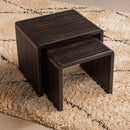 WILLA SIDE TABLES RECYCLED TEAK BLACK - SET OF 2