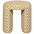 CHARLIE UPHOLSTERED STOOL CHECKERED PATTERN YELLOW