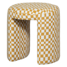 CHARLIE UPHOLSTERED STOOL CHECKERED PATTERN YELLOW