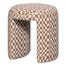 CHARLIE UPHOLSTERED STOOL CHECKERED PATTERN ORANGE
