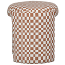CHARLIE UPHOLSTERED STOOL CHECKERED PATTERN ORANGE
