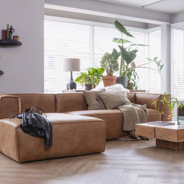 BEAN CORNER SOFA LEFT ECO LEATHER COGNAC