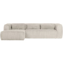 BEAN CORNER SOFA LEFT RIB FABRIC NATURAL