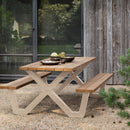 WOOOD - Tablo Udendørs Picnicbord - Thermo Ayous & Sort Metal X-stel [FSC]