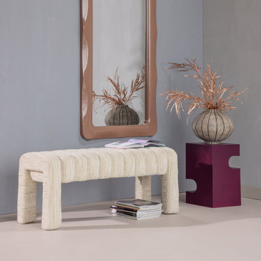 WOOOD - Frex Polstret Bænk i Bouclé - Natur H48 x B110 cm