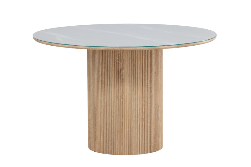 Vind Härön, Spisebord,ø120x75 cm - MDF Natur / Hærdet Glas FSC 100%