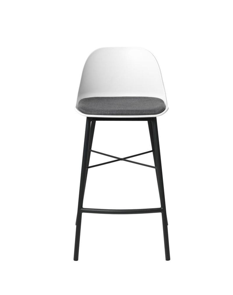 Whistler Barstol, Hvid med Grå Polstring