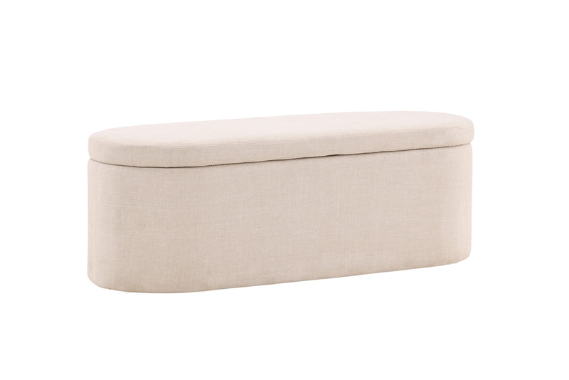 Venture Home - Potenza puf med opbevaring – Offwhite polyester – 130×50×47 cm