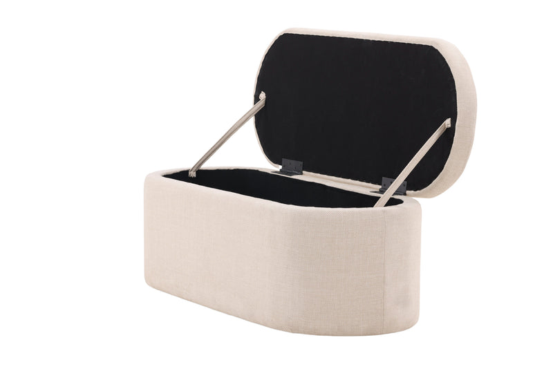Venture Home - Potenza puf med opbevaring – Offwhite polyester – 130×50×47 cm