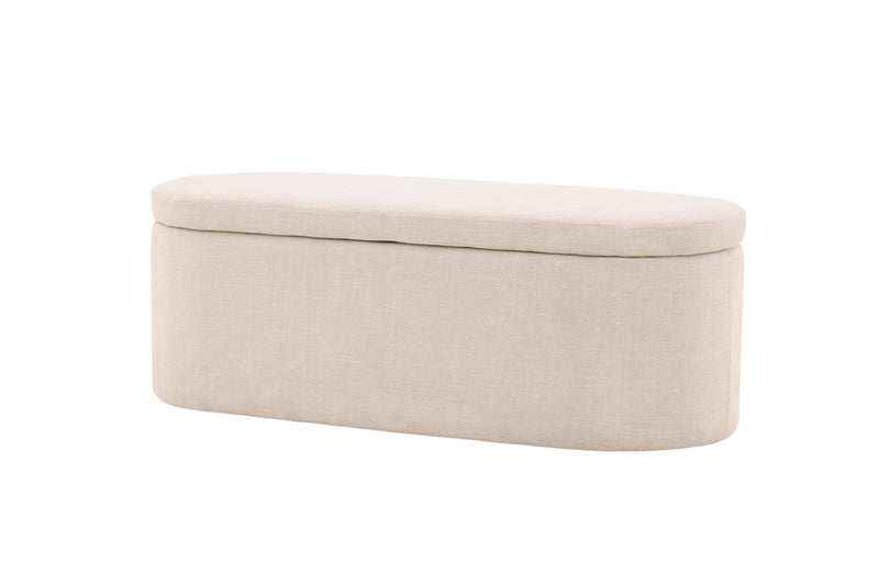 Venture Home - Potenza puf med opbevaring – Offwhite polyester – 130×50×47 cm