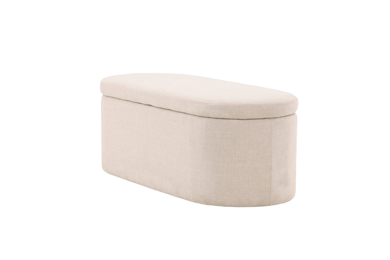 Venture Home - Potenza puf med opbevaring – Offwhite polyester – 130×50×47 cm