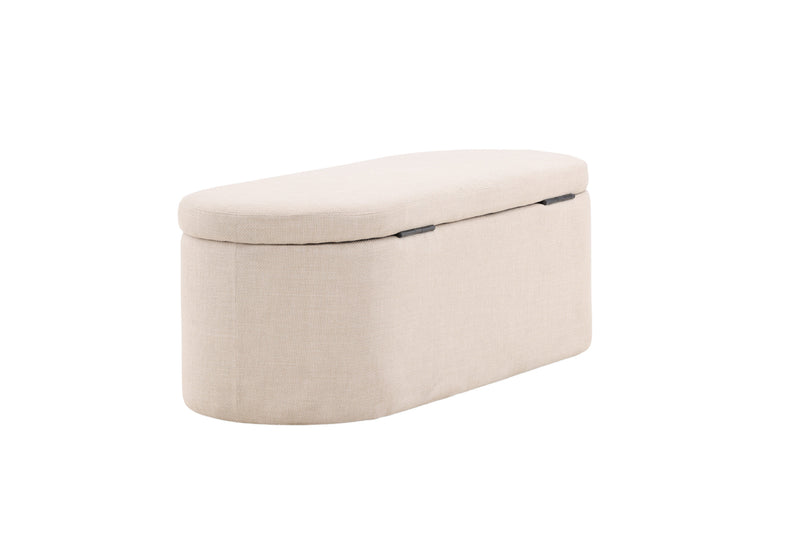 Venture Home - Potenza puf med opbevaring – Offwhite polyester – 130×50×47 cm