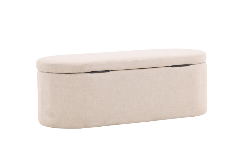 Venture Home - Potenza puf med opbevaring – Offwhite polyester – 130×50×47 cm