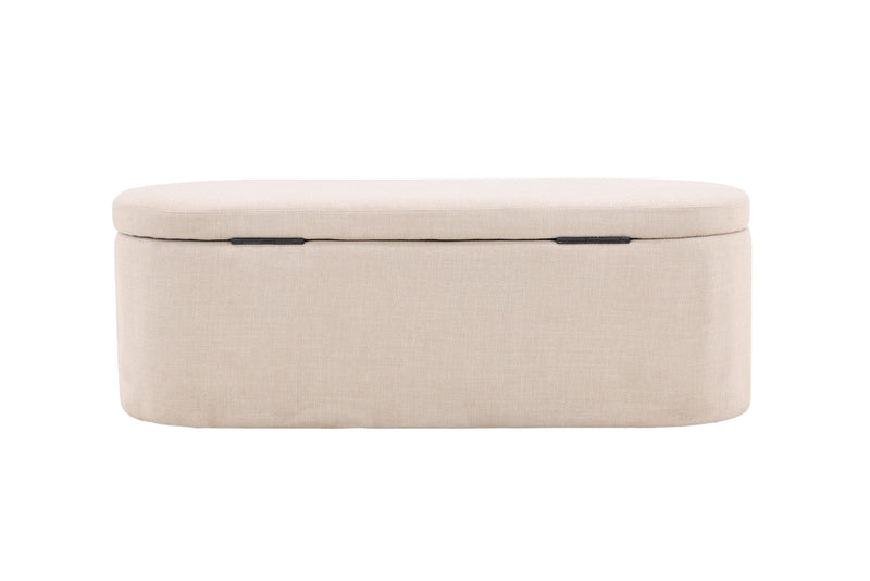 Venture Home - Potenza puf med opbevaring – Offwhite polyester – 130×50×47 cm