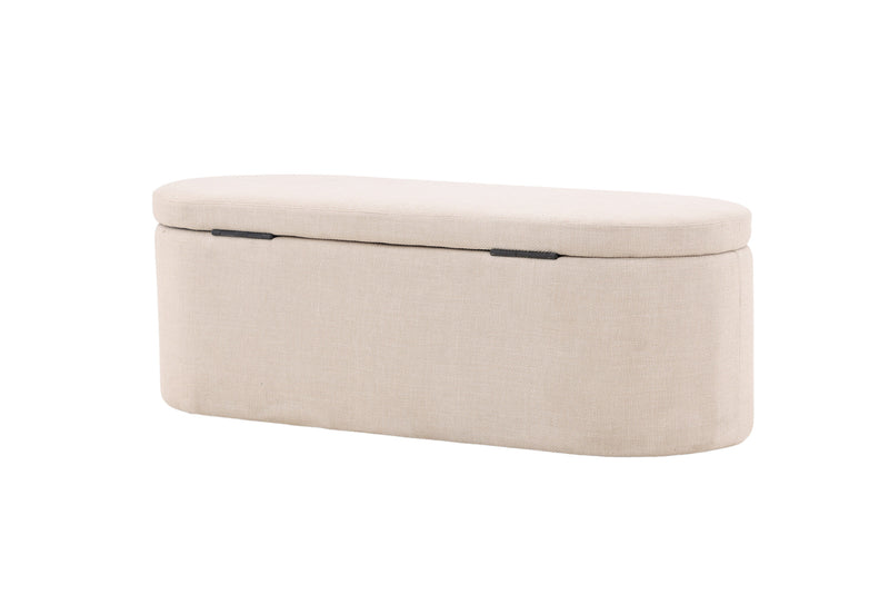 Venture Home - Potenza puf med opbevaring – Offwhite polyester – 130×50×47 cm