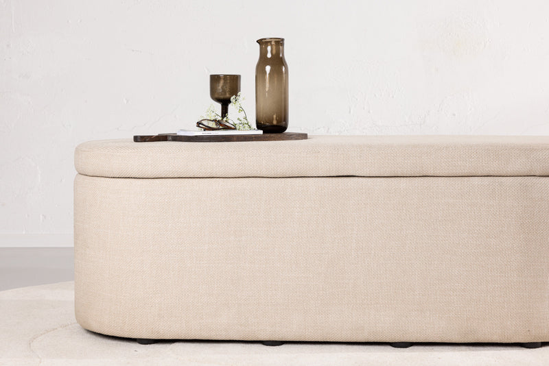 Venture Home - Potenza puf med opbevaring – Offwhite polyester – 130×50×47 cm
