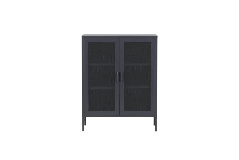 Venture Home Misha skab – Grå stål med netdøre – 80×102×40 cm