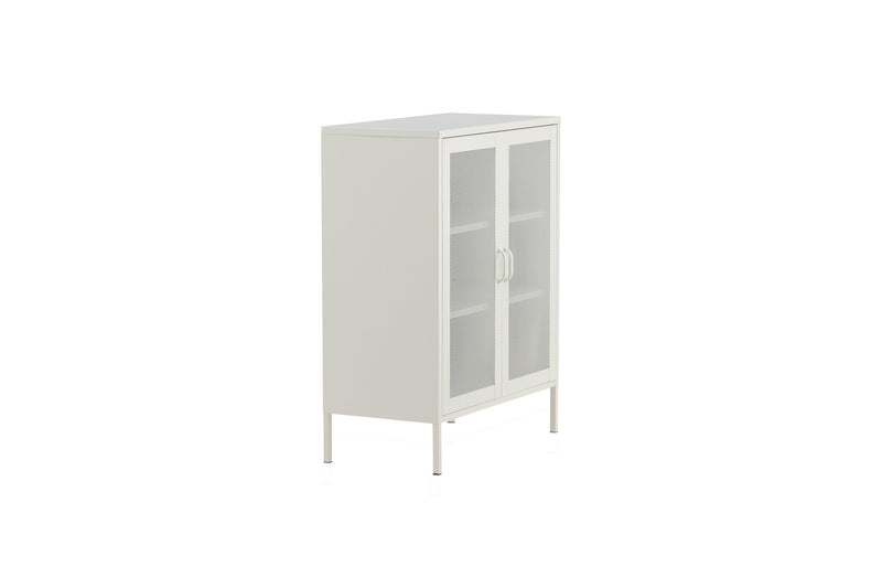 Venture Home Misha lavt skab – Hvid stål med netdøre – 80×102×40 cm