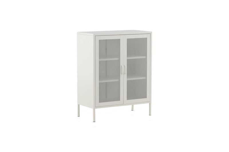 Venture Home Misha lavt skab – Hvid stål med netdøre – 80×102×40 cm