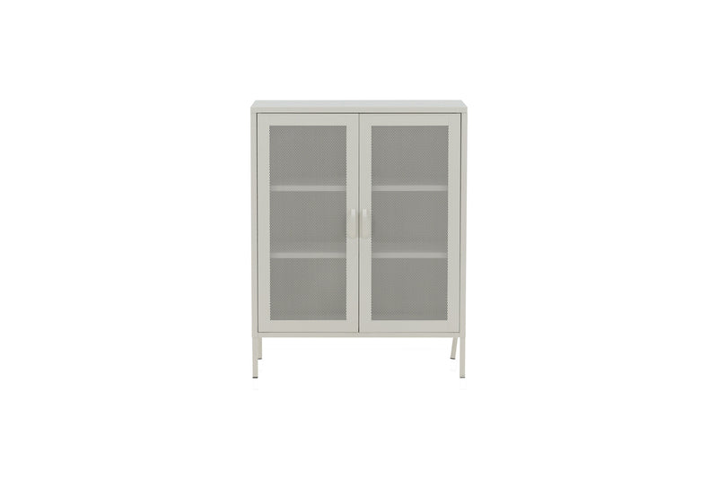 Venture Home Misha lavt skab – Hvid stål med netdøre – 80×102×40 cm