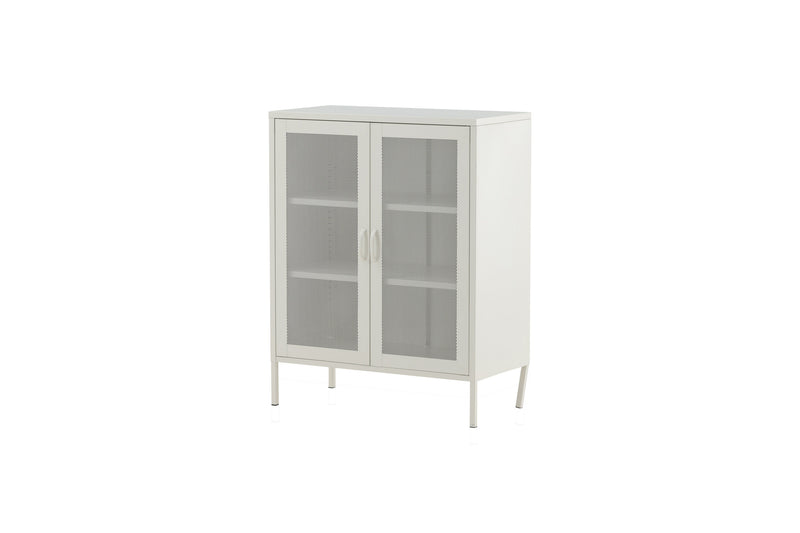 Venture Home Misha lavt skab – Hvid stål med netdøre – 80×102×40 cm