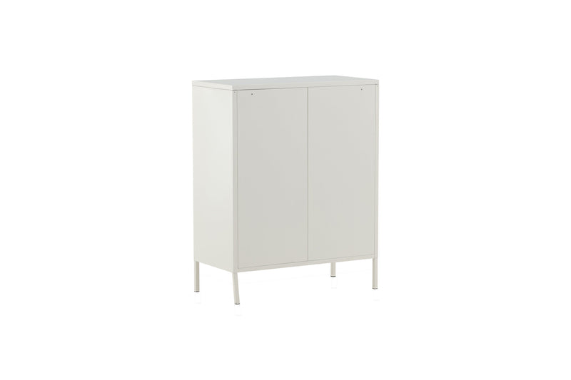 Venture Home Misha lavt skab – Hvid stål med netdøre – 80×102×40 cm