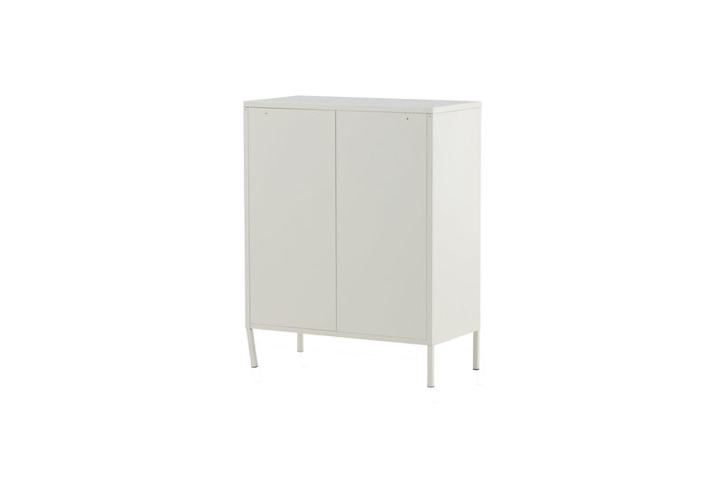 Venture Home Misha lavt skab – Hvid stål med netdøre – 80×102×40 cm