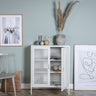 Venture Home Misha lavt skab – Hvid stål med netdøre – 80×102×40 cm - Bolig og Haven