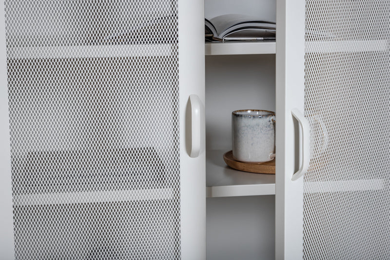 Venture Home Misha lavt skab – Hvid stål med netdøre – 80×102×40 cm